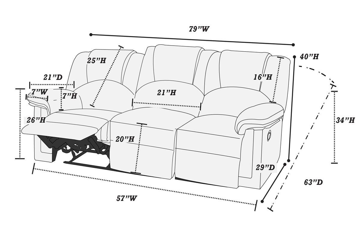 Contemporary Motion Sofa 1Pc Couch Living Room Furniture Black Bonded Leather Black Faux Leather Metal Primary Living Space Cushion Back Contemporary Pillow Top Arms Bonded Leather 3 Seat