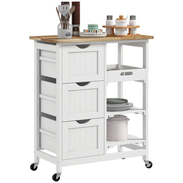 Homcom Rolling Kitchen Island Cart, Bar Serving