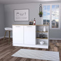 White And Ash 2 Door Kitchen Island With 3 Open Shelves White Kitchen Kitchen Carts Melamine