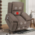Electric Power Recliner Chair With Massage For Elderly ,Remote Control Multi Function Lifting, Timing, Cushion Heating Chair With Side Pocket Brown Brown Power Remote Metal Primary Living Space American Design Cat Scratch Fabric