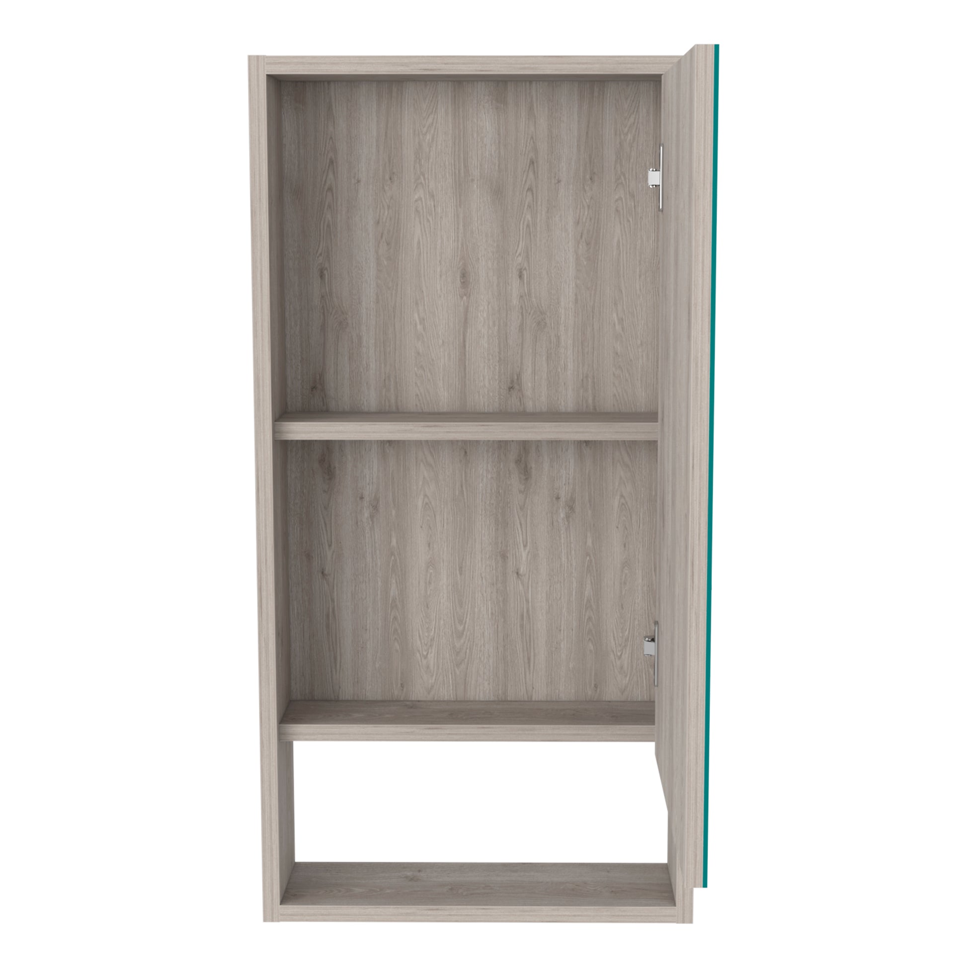 Medicine 35H" Single Door Cabinet, Two Interior Shelves, One External Shelf, Light Gray Gray Particle Board Particle Board