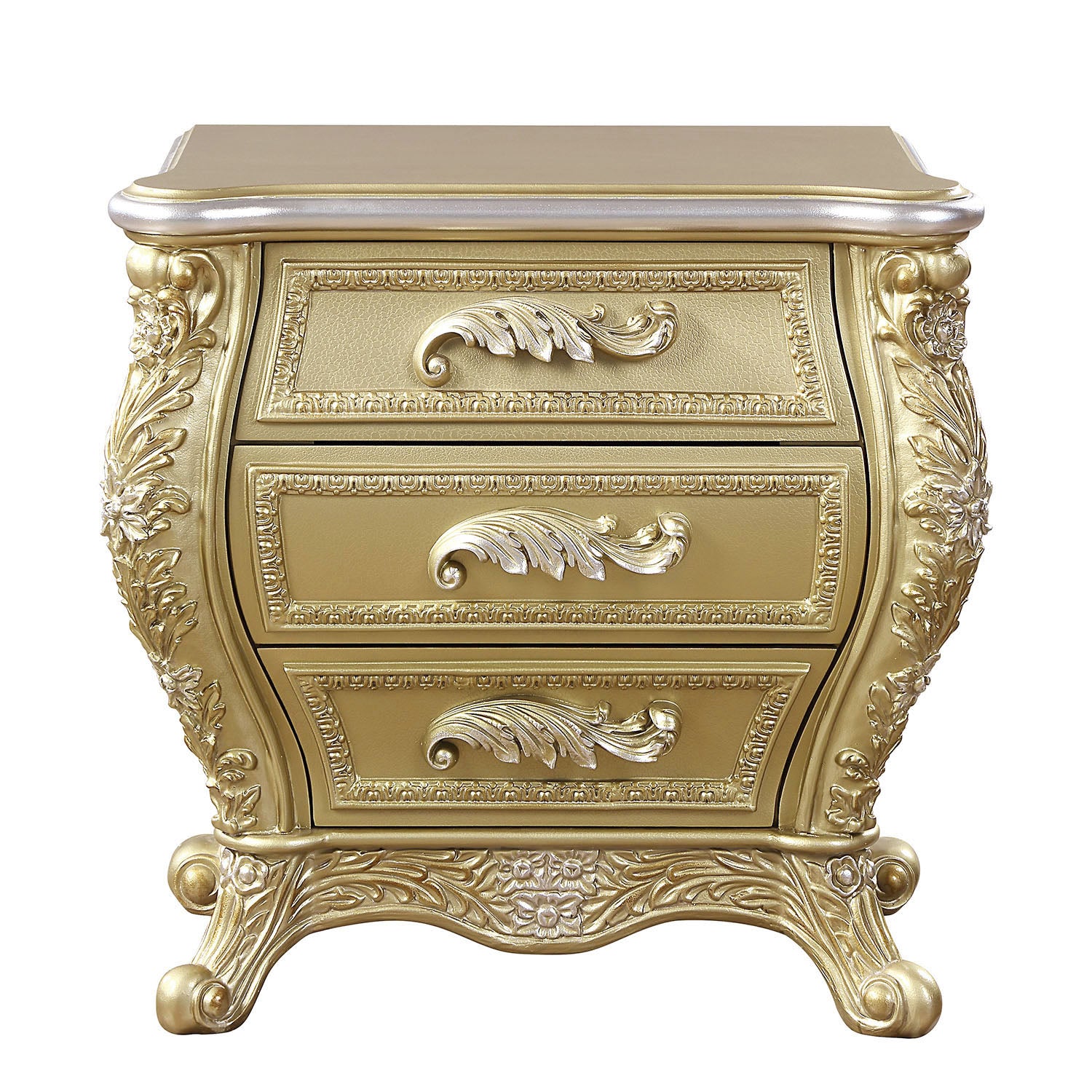 Gold 3 Drawer Nightstand Gold 3 Drawers Bedroom Rectangle Felt Lined Drawers Wood Plastic