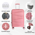 Hardside Luggage Sets 3 Pieces, Expandable Luggages Spinner Suitcase With Tsa Lock Lightweight Carry On Luggage 20Inch 24Inch 28Inch Rose Gold Polypropylene