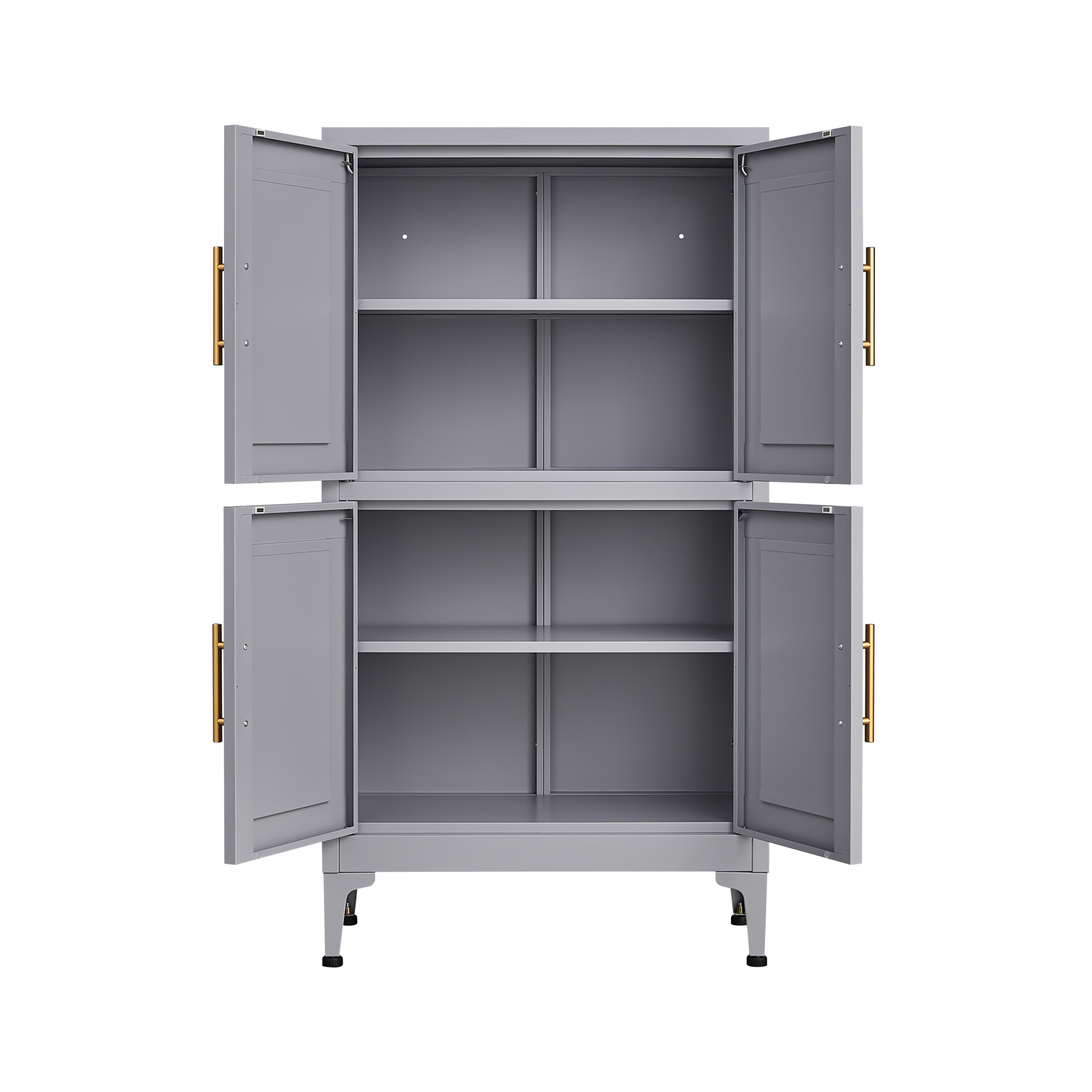 Grey Metal Kitchen Storage Cabinet, Kitchen Pantry Storage Cabinet With Doors And Shelves, Storage Cabinet With Adjustable Leveling Foot For Kitchen, Living Room And Dining Room 3 4 Shelves Grey Metal