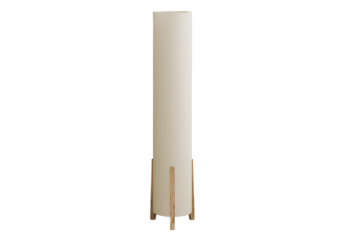 Lighting, 50"H, Floor Lamp, Brown Wood Look, Ivory Cream Shade, Contemporary Brown Solid Wood