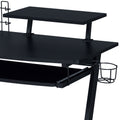 Black Gaming Desk With Keyboard Tray Black Primary Living Space Industrial Particle Board Mdf