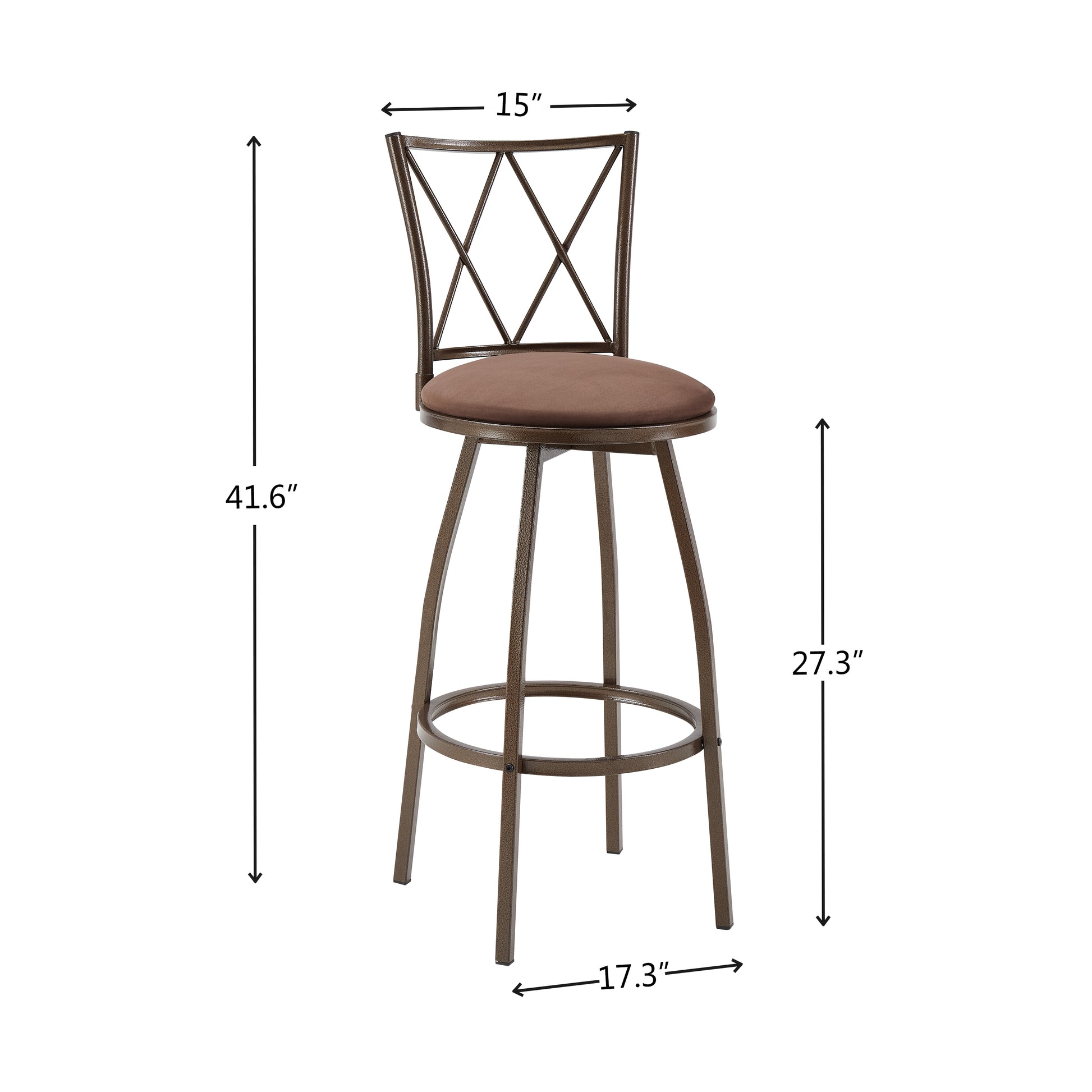 2 Piece Bar Stools, Bar Chairs, Brown Bar Stools,Country Style Industrial,Easy To Assemble, With Footrest For Indoor Bar Dining Kitchen Metal Brown Round Bar Stools Leather Fabric Metal