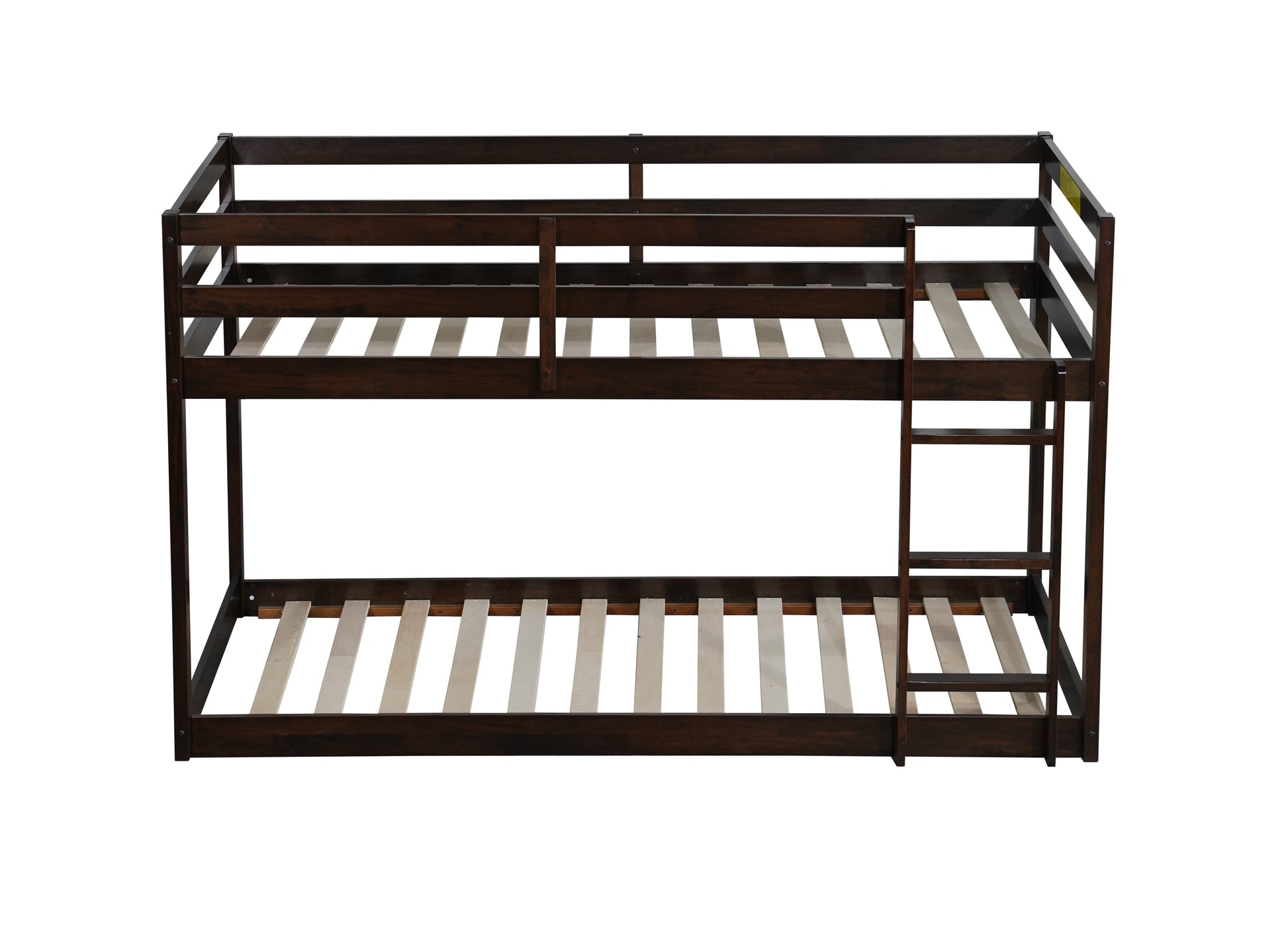 Solid Woodensolid Rubber Wooden Twin Over Twin Loft Bed With Ladder ,Upper And Bottom Bed Platforms Crafted With Strengthened Slats,Espresso Twin Espresso Rubber Wood