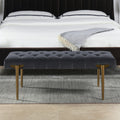 Aria Upholstered Gold Accent Bench, Steel Gray Performance Velvet Gray Foam Velvet