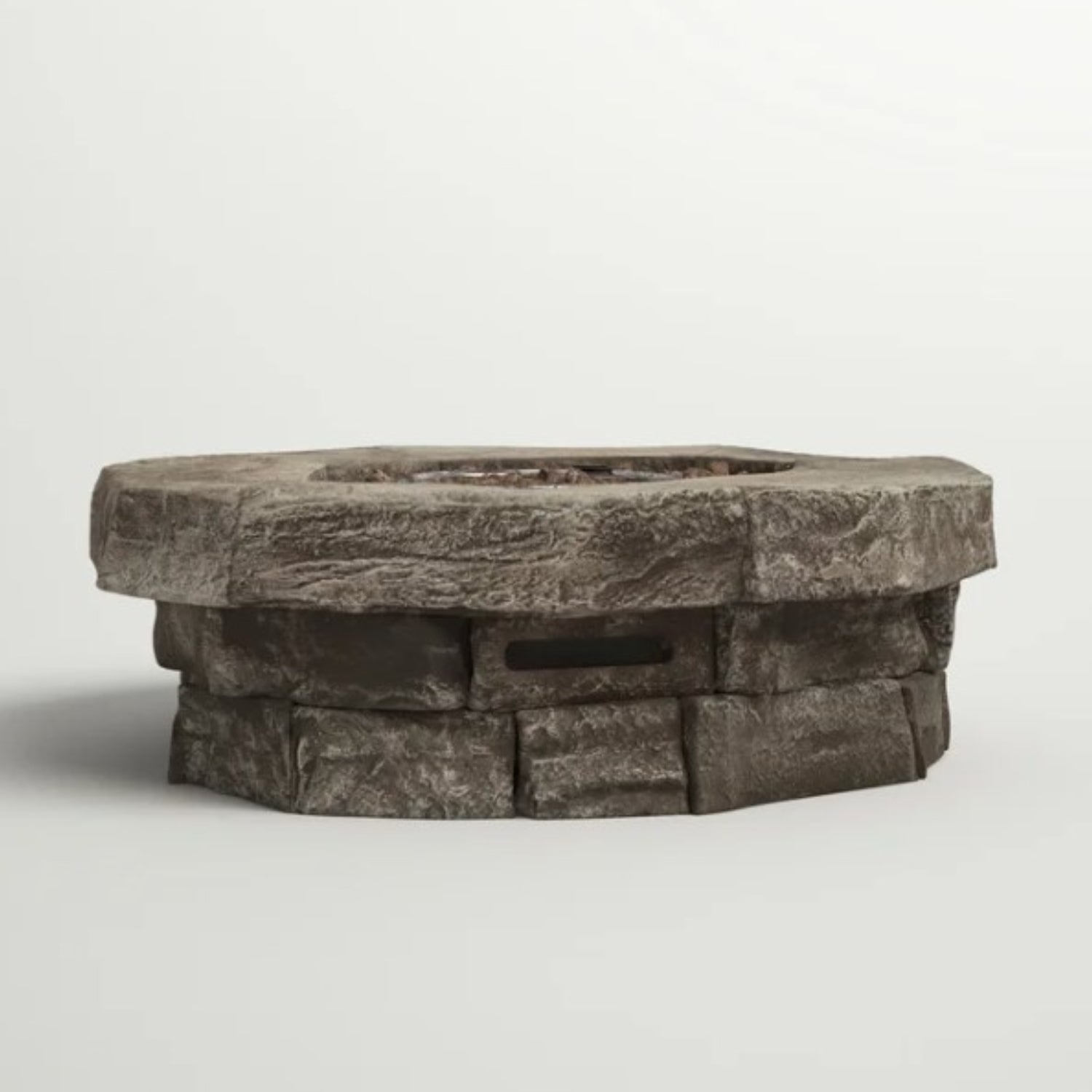 12" H X 37" W Outdoor Fire Pit Table Stone Gray Garden & Outdoor Modern Stone Concrete