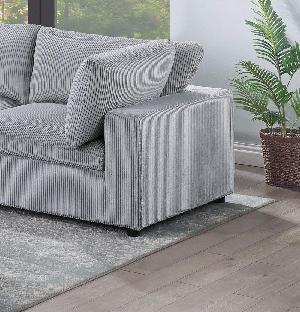 Dark Gray Color 6Pc Modular Sectional Set Corduroy Upholstery Couch 3X Corner Wedge 2X Armless Chairs 1X Ottoman Living Room Furniture Dark Gray Primary Living Space Cushion Back Contemporary,Modern