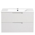 30 Inch Floating Bathroom Vanity With Ceramic Sink Combo Set, Modern Bath Storage Cabinet Vanity With Drawers Wall Mounted Vanity For Bathroom, White White Mdf