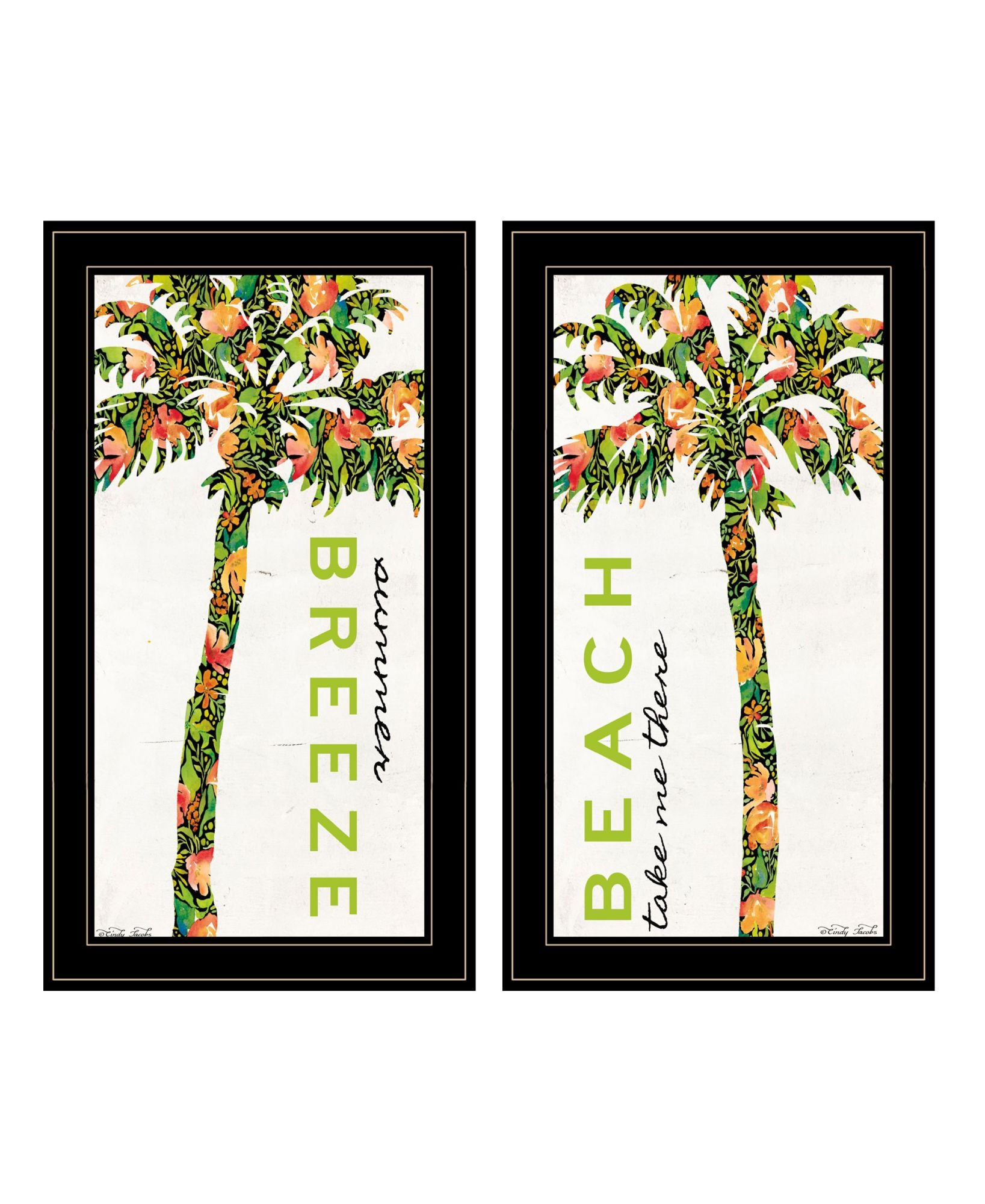 "Beach & Summer Breeze Take Me There" Framed Wall Art For Living Room, Wall Art Print For Home Decor, Bedroom Wall Art By Cindy Jacobs Multicolor Wood Paper