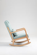 Rocking Chair Upholstered Fabric Rocking Armchair Indoor With High Backrest Glider Chairs And Lumbar Pillow For Living Room Light Green Linen