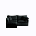 Chenille Two Seater Sofa With 1 Footrest, 2 Seater L Shaped Sectional With Ottoman,Loveseat With Ottoman For Small Living Space, Black Chenille Black Chenille 2 Seat