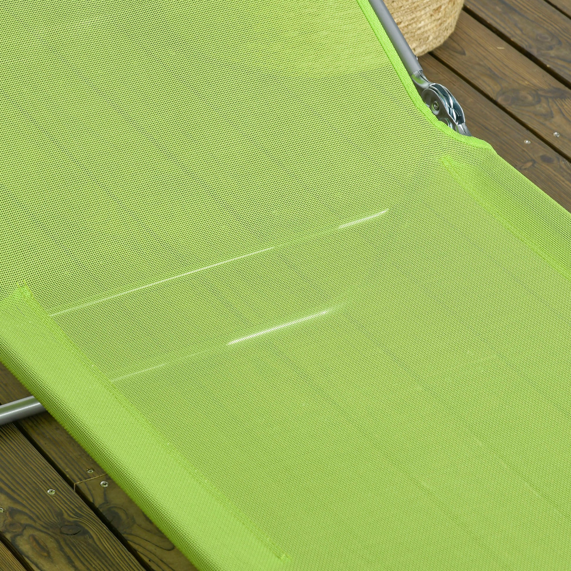 Outsunny 2 Piece Folding Chaise Lounge Chairs, Pool Sun Tanning Chairs, Outdoor Lounge Chairs With 6 Position Reclining Back,Mesh Seat, Headrest For Beach, Yard, Patio, Green Green Steel