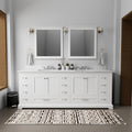 White Double Bath Vanity 84 In. W X 22 In. D White Plywood Wood