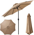 9Ft Outdoor Patio Umbrella With 8 Ribs, Table Umbrellas With Push Button Tilt Crank, Uv Protection Waterproof For Garden Deck Backyard Pool, Khaki Khaki Stainless Steel