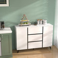 3 Drawers And 2 Doors Light Luxury Sideboard Buffet Cabinet White Wood