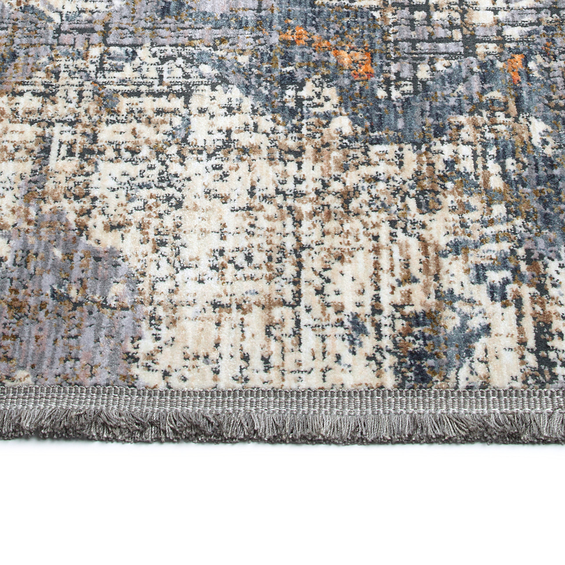 Modern, Abstract, Cut Pile 1'10" X 2'6" Rectangle Throw Rug Grey Multi Polyester