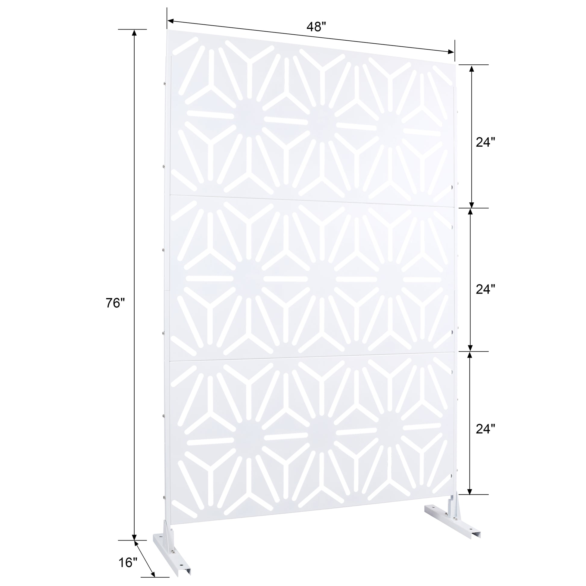 Outdoor & Indoor Privacy Screen Metal Privacy Screen 76" H 48" W, Freestanding Decorative Privacy Screen For Deck Balcony Patio, Privacy Fence Panels For Outside Lawn Garden Ps118 White White Steel