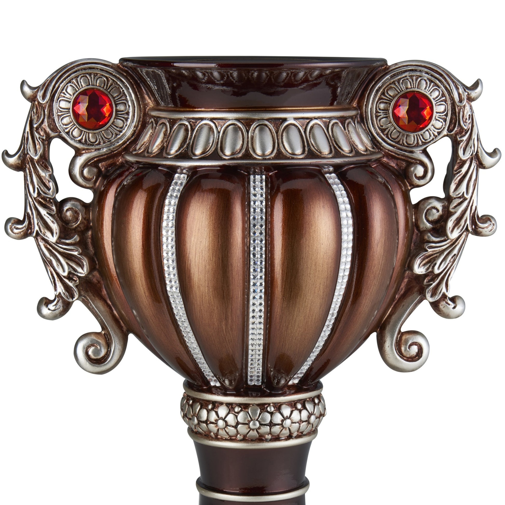 17.5" Tall" Delicata" Urn Shaped Decorative Vase, Bronze With Silver Accents Multicolor Polyresin