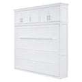 Full Size Murphy Bed Wall Bed With Top Cabinets,White Full White Plywood