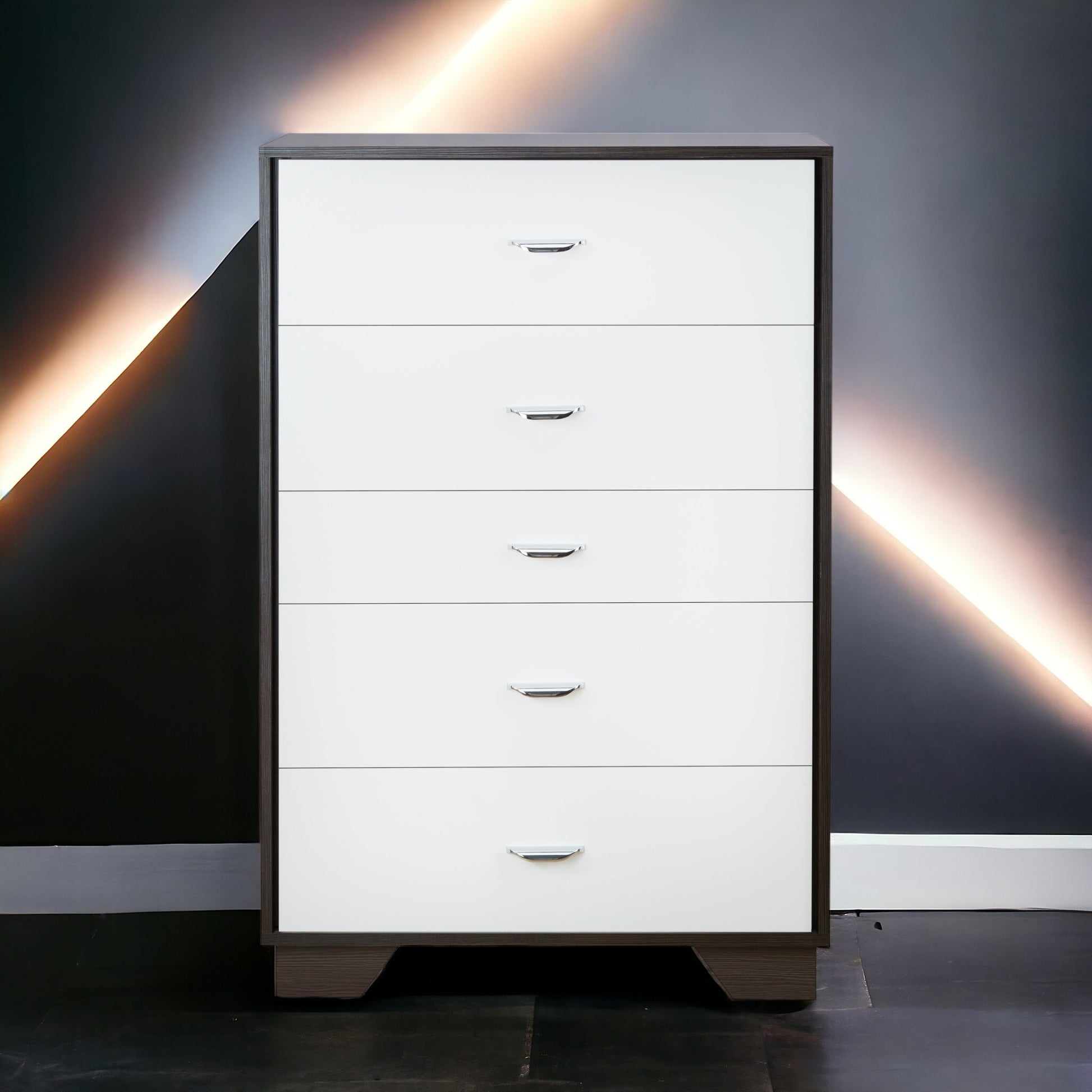 White And Espresso 5 Drawer Chest Espresso White Bedroom Contemporary Particle Board Mdf