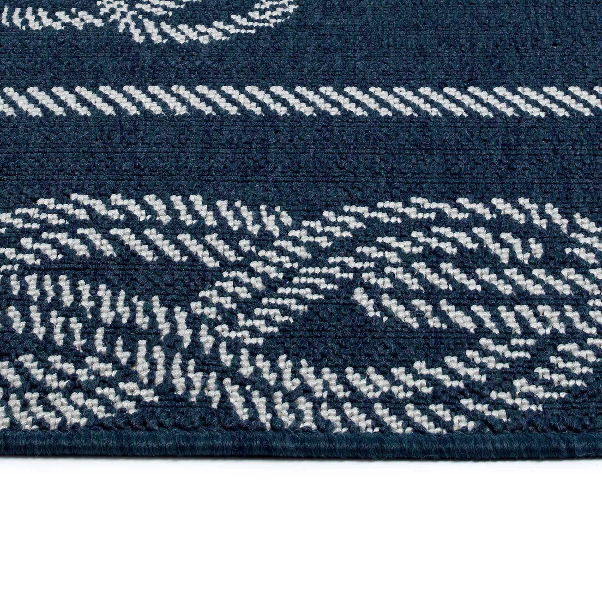 Contemporary, Transitional, Geometric, Nautical, Textured 1'9" X 3' Rectangle Throw Rug Navy Polypropylene