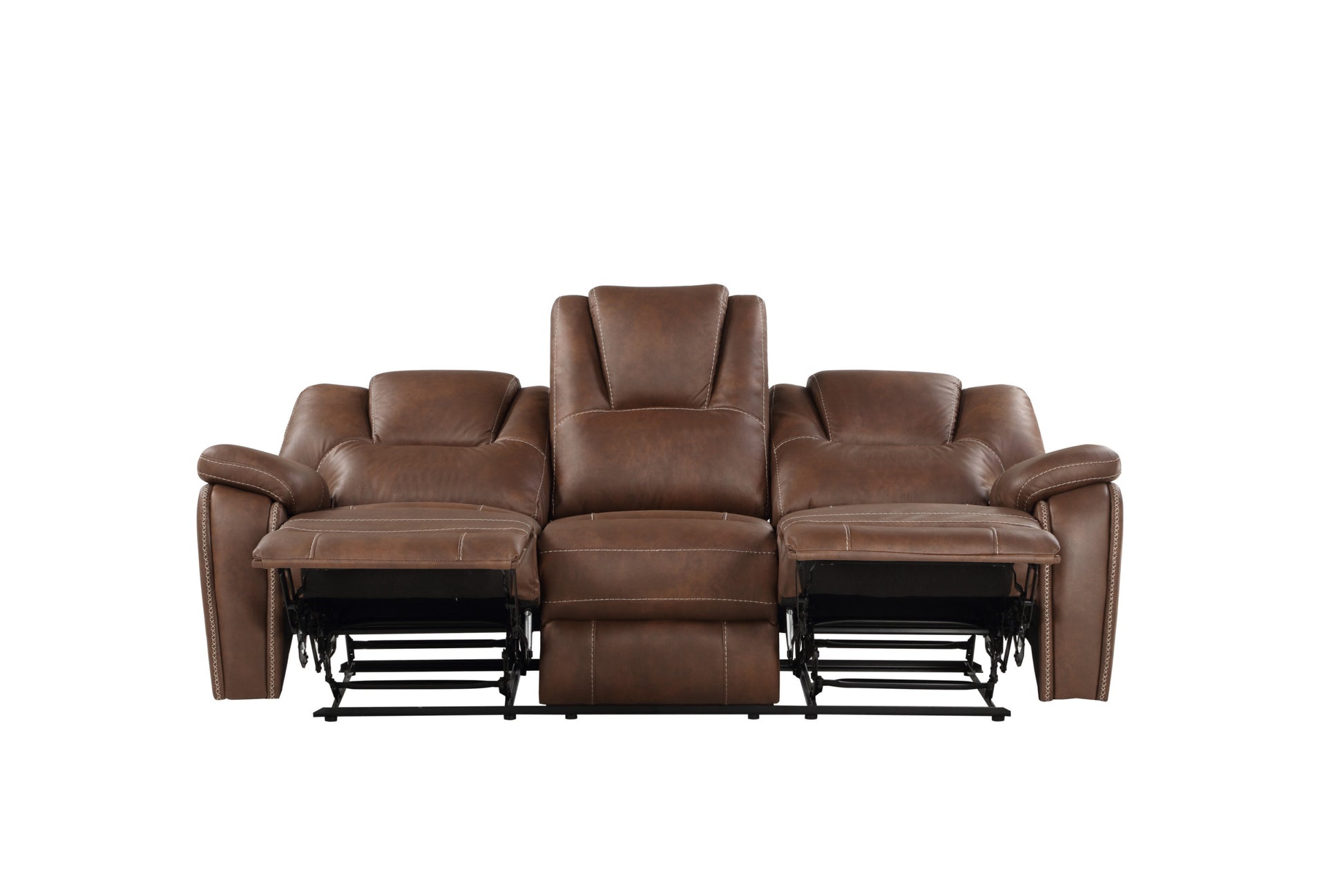 Katrine 3 Piece Living Room Set Brown Dark Brown Fabric