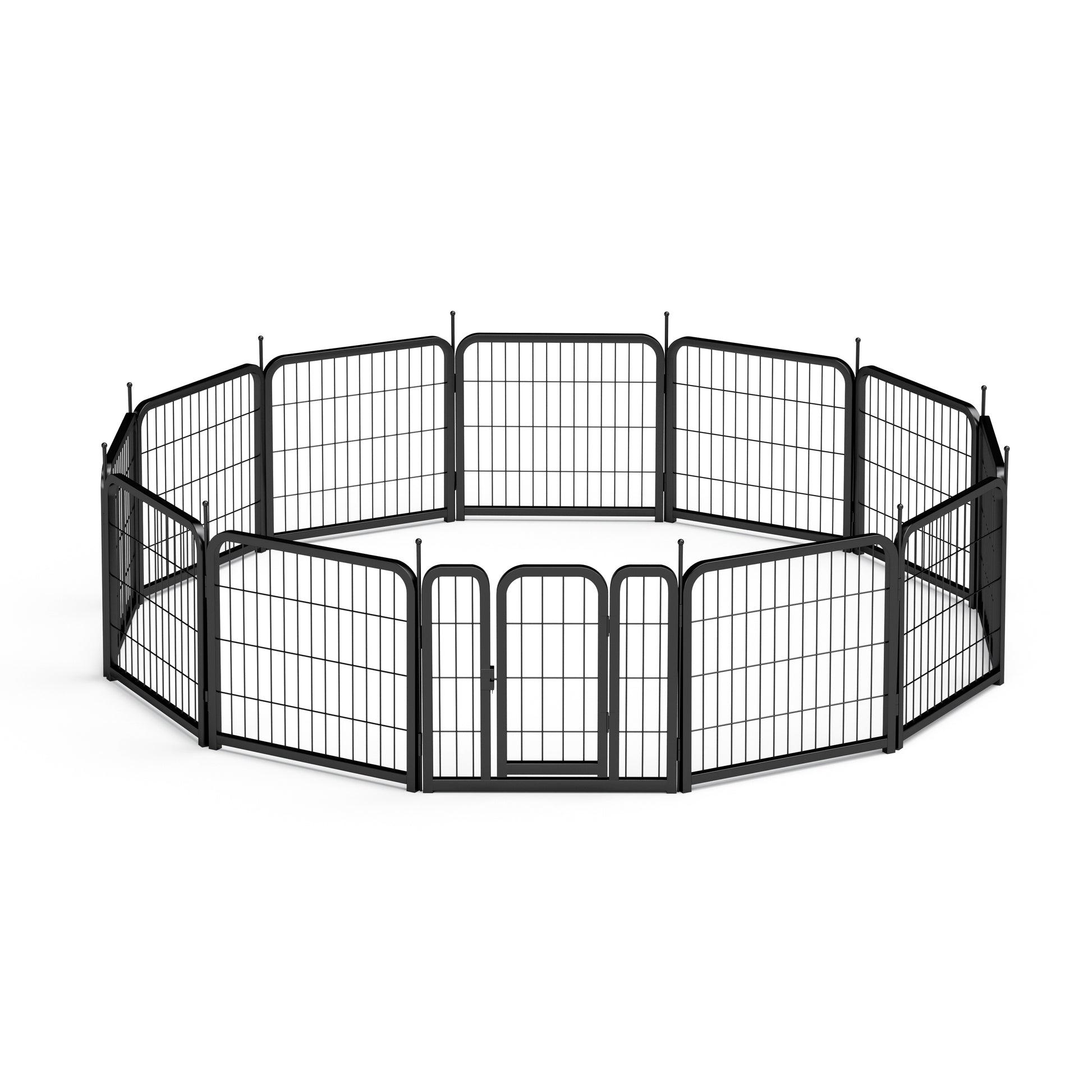 Dog Playpen Outdoor, 12 Panel Dog Fence 24" Pet Pen For Small Dogs Pet Exercise Pen For Puppy Rabbit Small Animals Portable Playpen For Rv Camping Garden Yard, Indoor. Black, 22.2'' W X 23.6'' H. Black Iron