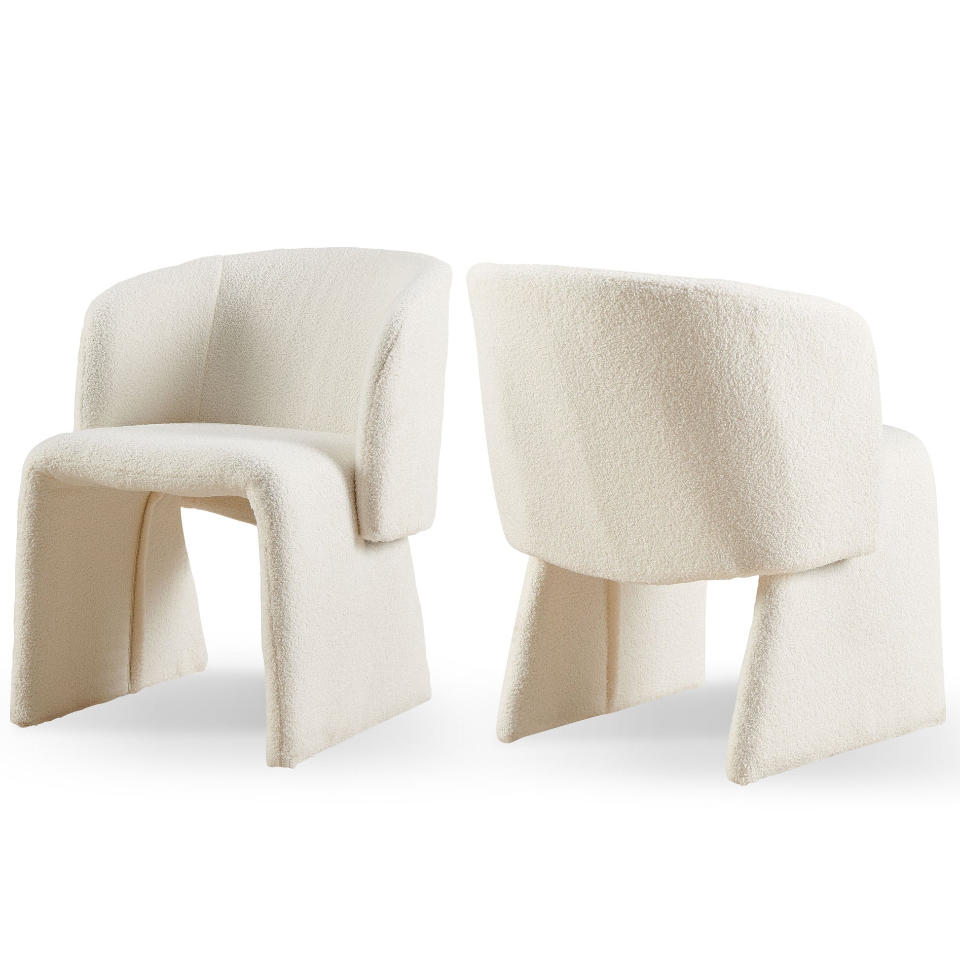 Modern Accent Chair White Single Sofa Chair,Upholstered Side Chair Teddy Comfy Chair For Dining Room Bedroom Living Room Reception Off White 2Pc Off White Primary Living Space Modern Set Of 2 Teddy