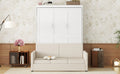 Queen Size Murphy Bed Wall Bed With Cushion, White Queen White Mdf Lvl