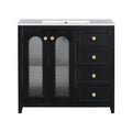 36 Inch Bathroom Vanity With Two Soft Close Doors, Adjustable Shelves And Three Soft Close Drawers Black Bathroom Solid Wood Mdf