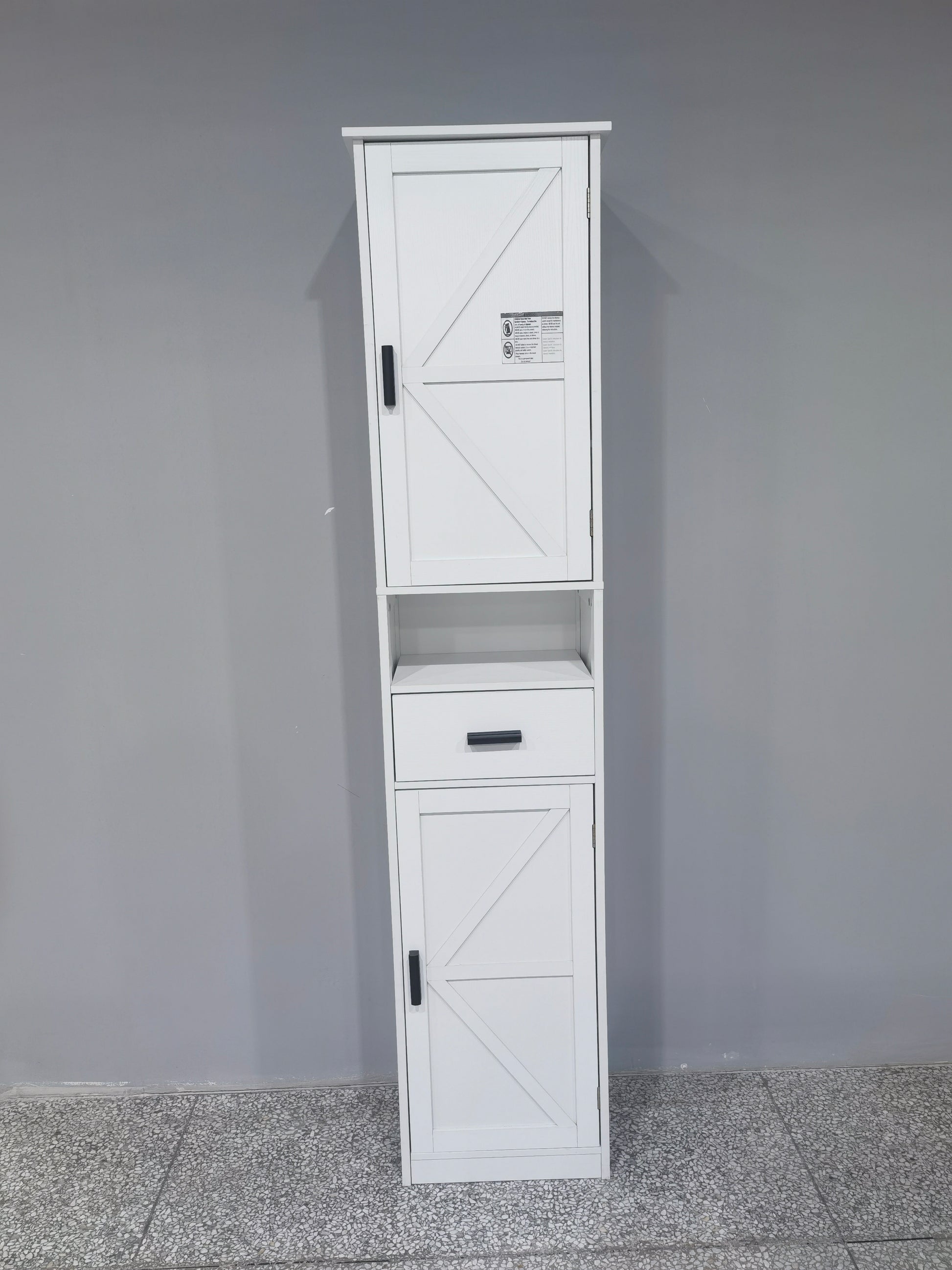 69" H Tall Bathroom Storage Cabinet With 2 Barn Doors And 1 Drawer, Narrow Storage Unit, Adjustable Shelves,Floor Cabinet For Bathroom, Living Room, Entryway,Kitchen, Vintage Color Vintage Particle Board