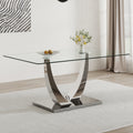 Large Modern Minimalist Rectangular Glass Dining Table For 6 8 People With 0.4 