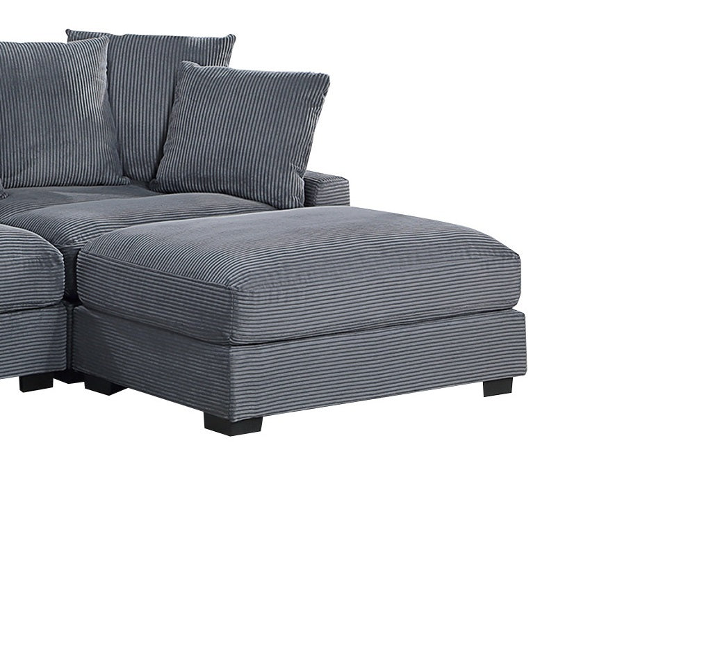 Living Room Furniture 1Pc Ottoman Dark Gray Corduroy Soft Cushion Cocktail Ottoman Wood Legs Dark Gray Primary Living Space Grey Contemporary,Modern Rectangle Corduroy
