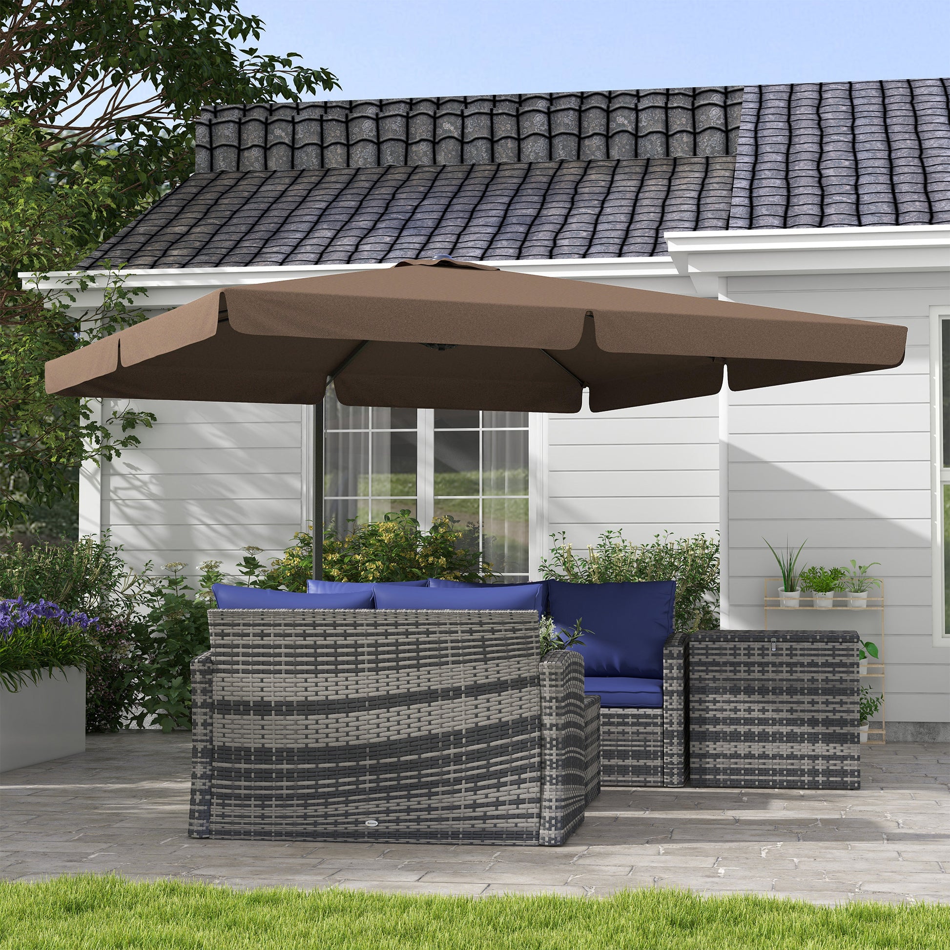 Outsunny 10' Cantilever Patio Umbrella, Square Offset Umbrella With Ti Outsunny 10' Cantilever Patio Umbrella, Square Offset Umbrella With Ti