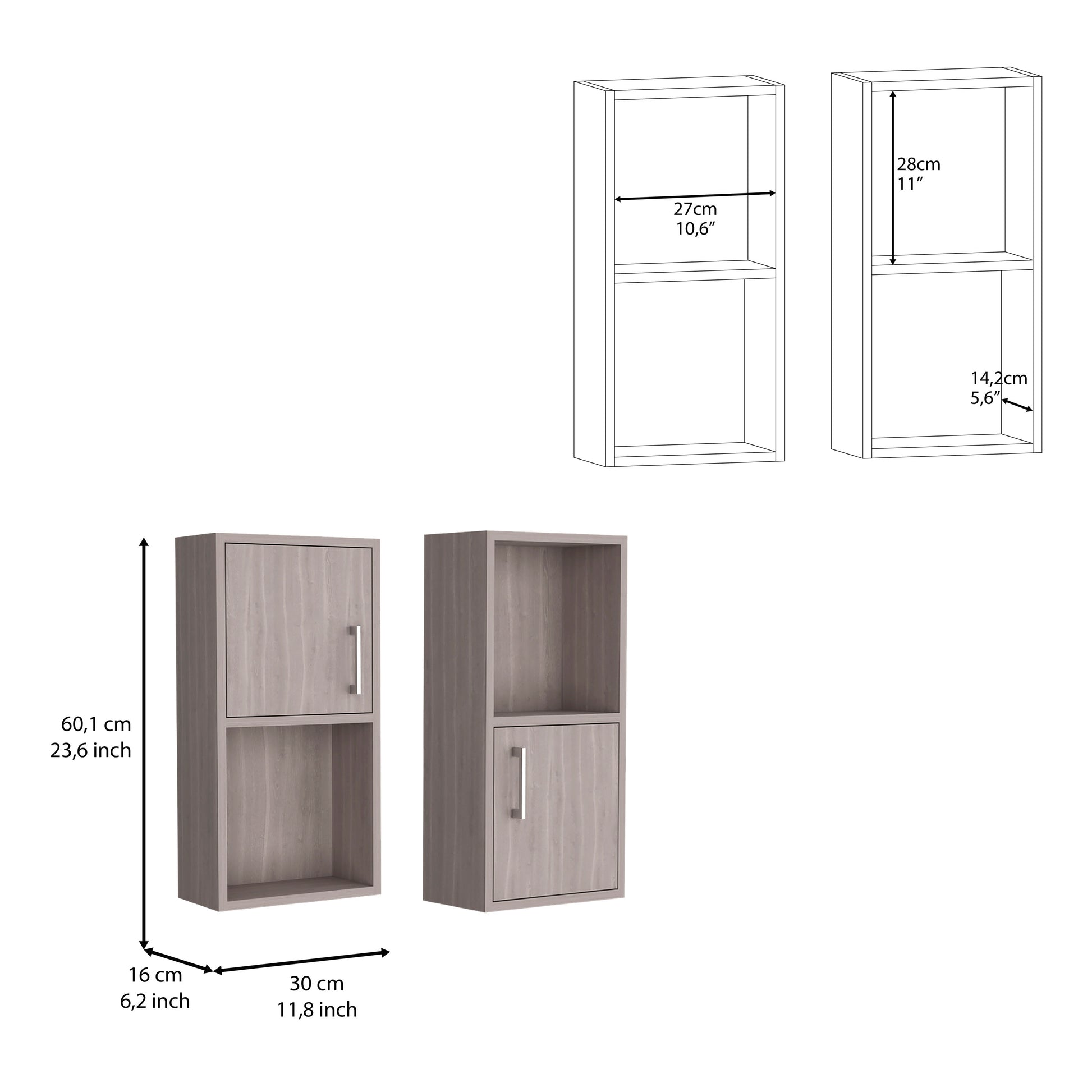 Wall Mounted Bathroom Medicine Cabinet Eak 24" H, Two Doors, Two Shelves,White Oak White Oak Solid Wood Mdf Engineered Wood