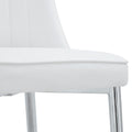 4 Modern Dining Chairs, Smooth Pu Leather Backrest And Silver Toned Metal Legs For A Comfortable Home Experience For Kitchens, Bedrooms And Offices. White Pu