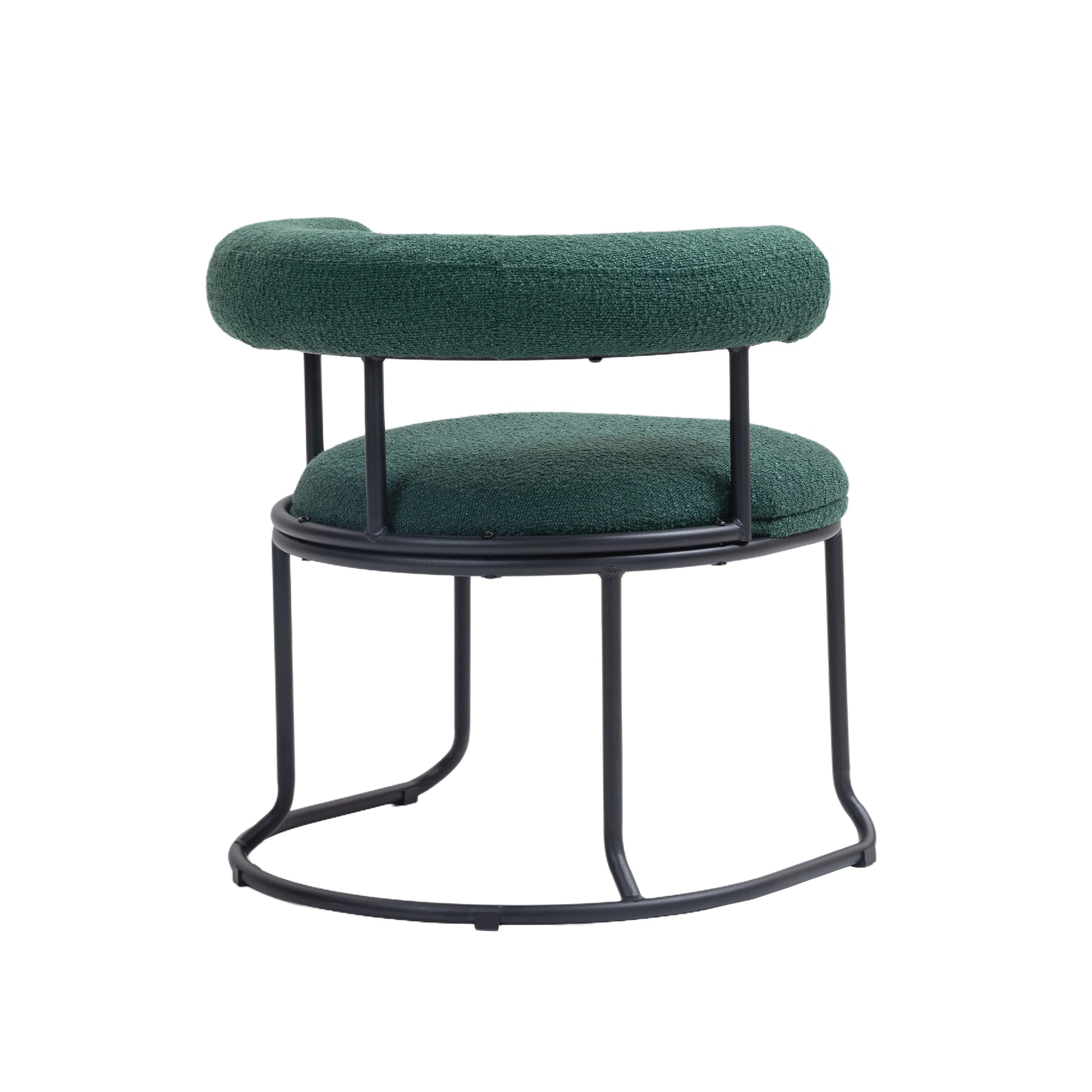 Coolmore Boucle Dining Chairs Set Of 2, Mid Century Modern Curved Backrest Chair, Round Upholstered Kitchen Chairs Emerald Boucle Emerald Foam Mdf Metal