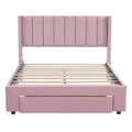 Full Size Storage Bed Velvet Upholstered Platform Bed With A Big Drawer Pink Old Sku:Wf296850Aah Full Pink Velvet