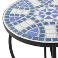 Han End Table White Blue Ceramic Tile Iron