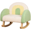 Qaba Kids Sofa, Rocking Toddler Sofa Chair With Solid Wooden Frame, Faux Lamb Fleece Fabric, Kids Arm Chair For Nursery Or Playroom, Ages 18 36 Months, Green Green Foam