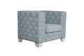 Saree Chair, Light Teal Chenille & White Finish Lv02348 Gray Wood