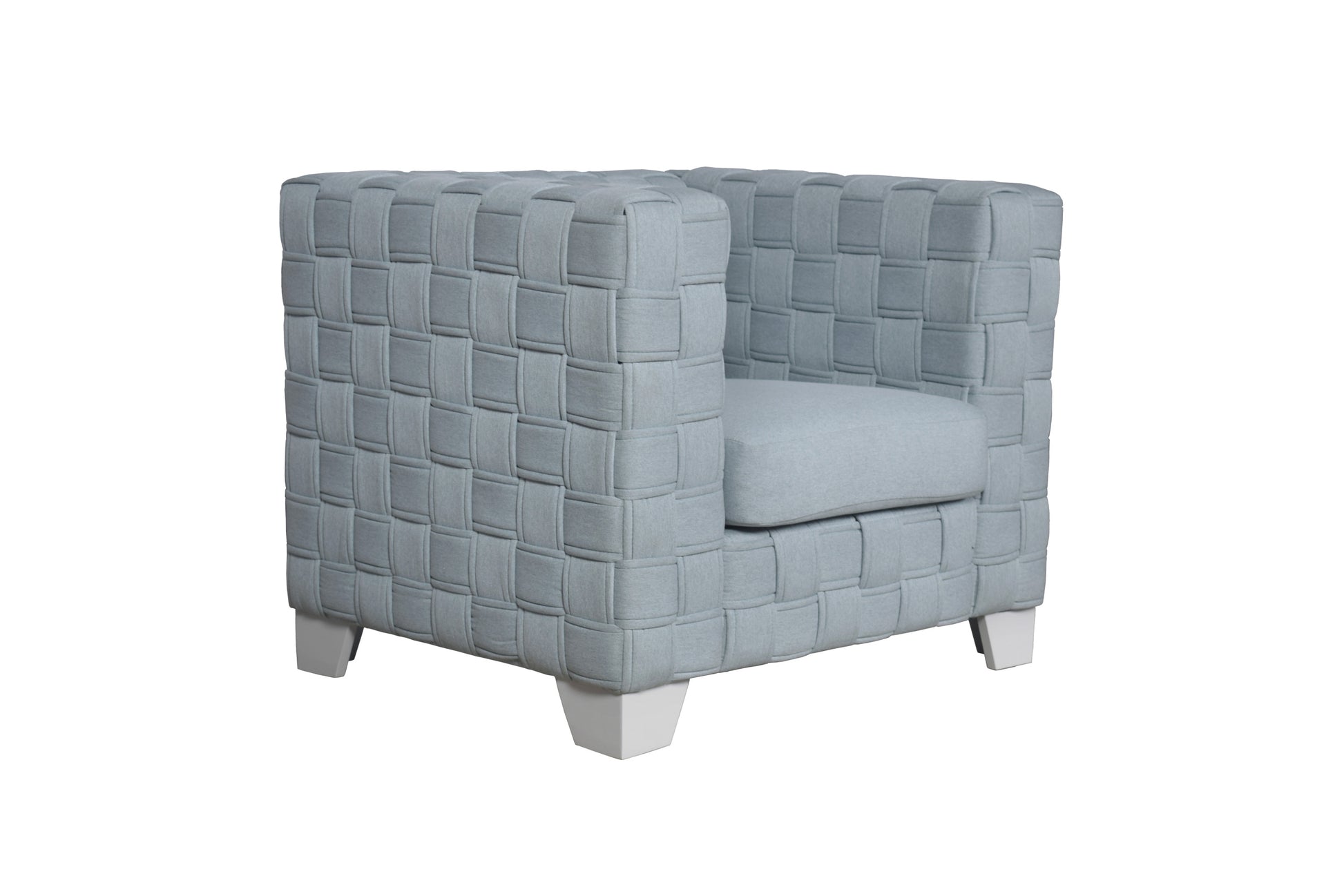 Saree Chair, Light Teal Chenille & White Finish Lv02348 Gray Wood