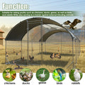 Large Metal Chicken Coop Upgrade Three Support Steel Wire Impregnated Plastic Net Cage, Oxford Cloth Silver Plated Waterproof Uv Protection, Duck Rabbit Sheep Bird Outdoor House 9.2'W X 24.9'L X 6.5'H Silver Metal