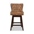 Holmes Tufted High Back 360 Swivel Counter Height Barstool, Tan Brown Faux Leather Tan Brown Foam Faux Leather