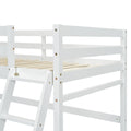 Twin Size High Loft Bed With Inclined Ladder, Guardrails,White Twin White American Design Pine