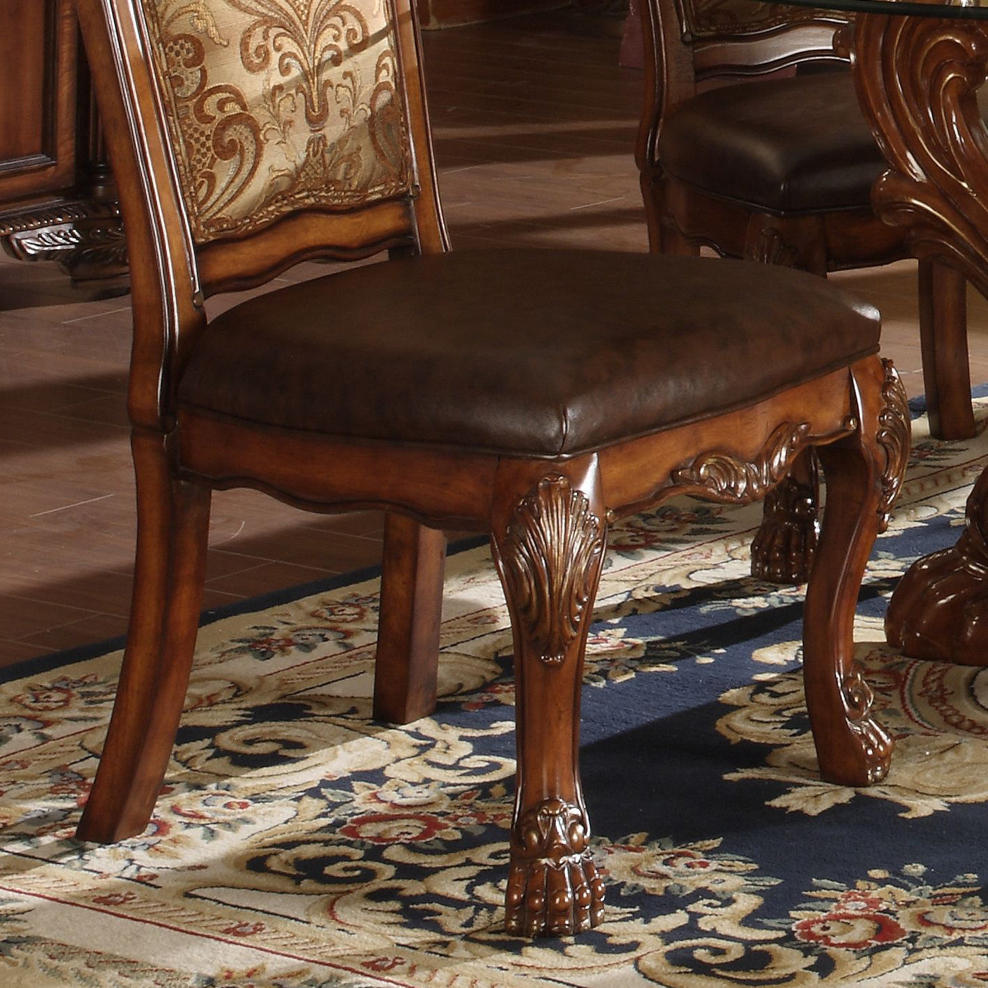 Vintage And Cherry Oak Side Chair With Claw Leg Set Of 2 Solid Cherry Dining Room Side Chair Solid Back Set Of 2 Faux Leather